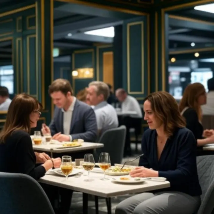 Eleganckie wnętrze baru i restauracji z nastrojowym oświetleniem